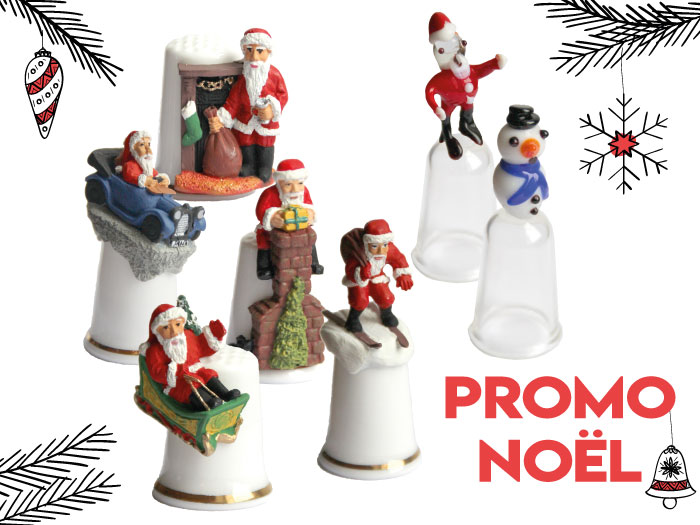 Promotion sur les dés en porcelaine Pere-Noel et dé en verre Noël